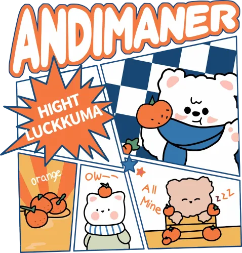 Tee Shirt Printing: Hight Luckkuma - Adorable Bear with Oranges