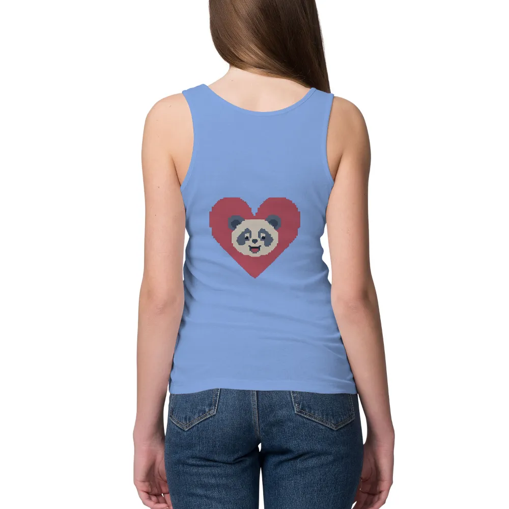 Tee Shirts Printed: Pixel Art Panda Heart - Vintage & Retro Nostalgia|nfl love for damar shirt