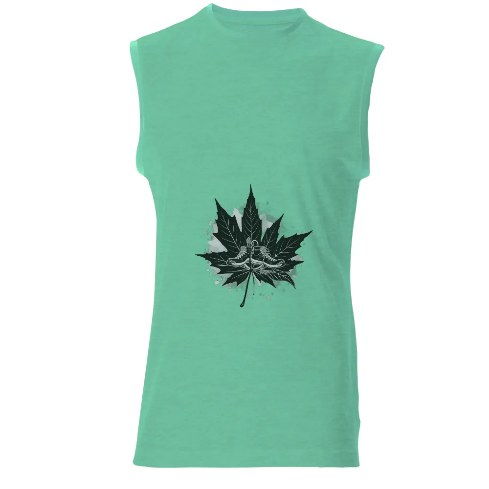 Customized Tee Shirts: Maple Leaf and Sneakers - Nature Meets Urban|black and white shirt price