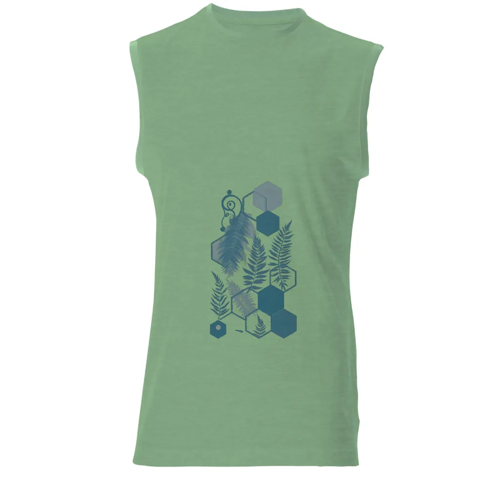 Custom Tee Shirts: Nature's Geometry - Ferns and Hexagons| Intricate fern leaves