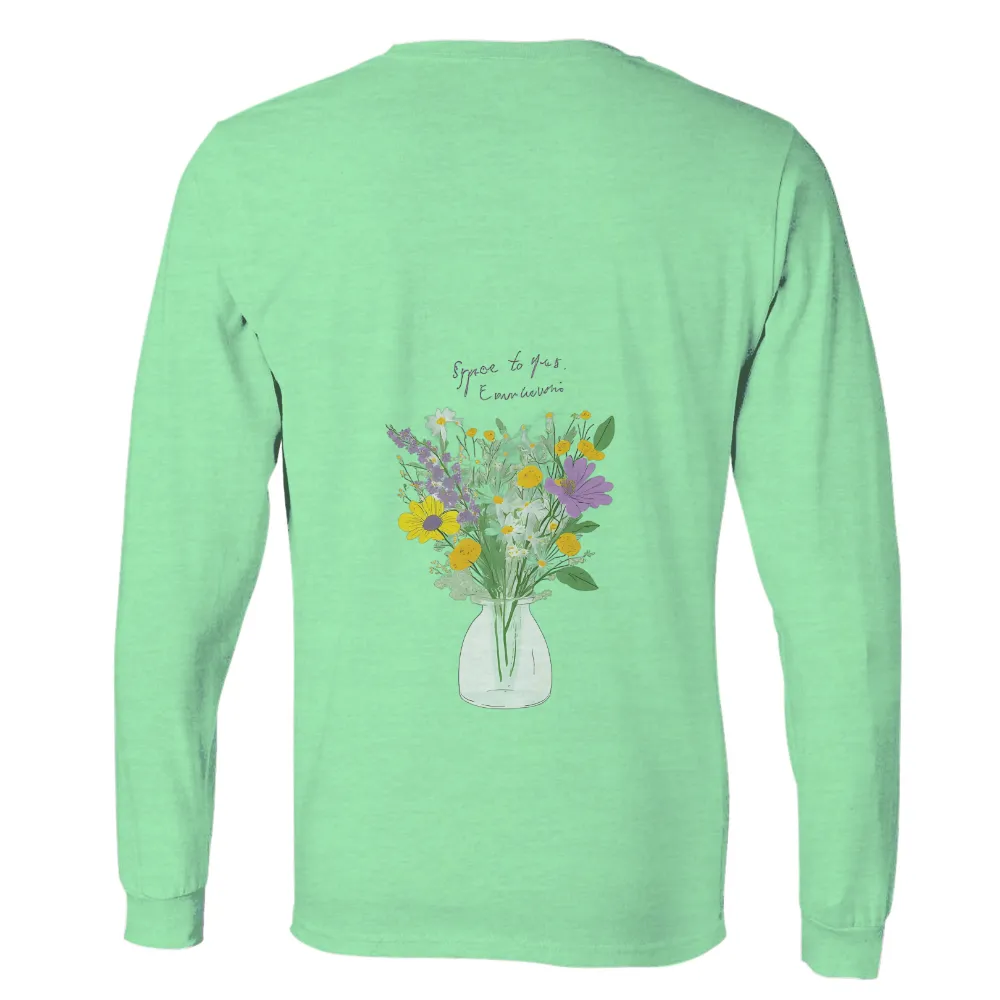 Vibrant Wildflowers in Glass Vase Design: Celebrating Nature's Beauty|harmony day t shirts best and less