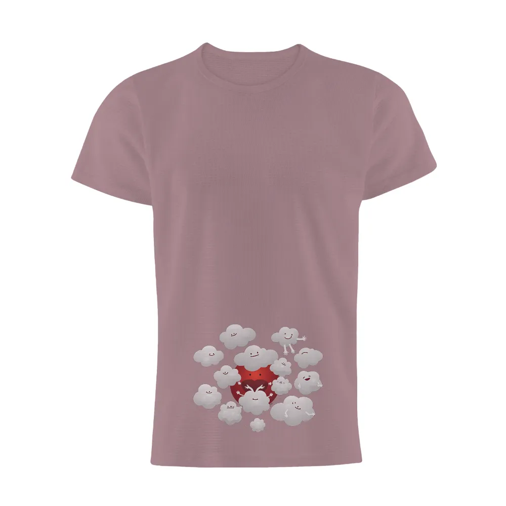 Tee Shirt Printing: Clouds of Happiness - Spreading Joy and Love|white shirt with rainbow heart