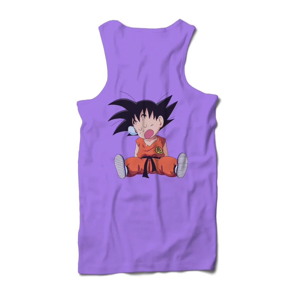 T-Shirts Custom: Goku's Playful Moment - Anime, Martial Arts, Bubble Gum Fun|banksy joy millward