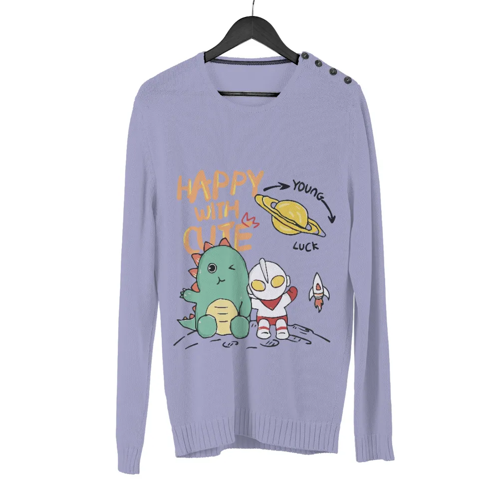 Customized Tee Shirts: Happy with Cute - Ultraman and Dinosaur Adventure|cute white roblox t shirt