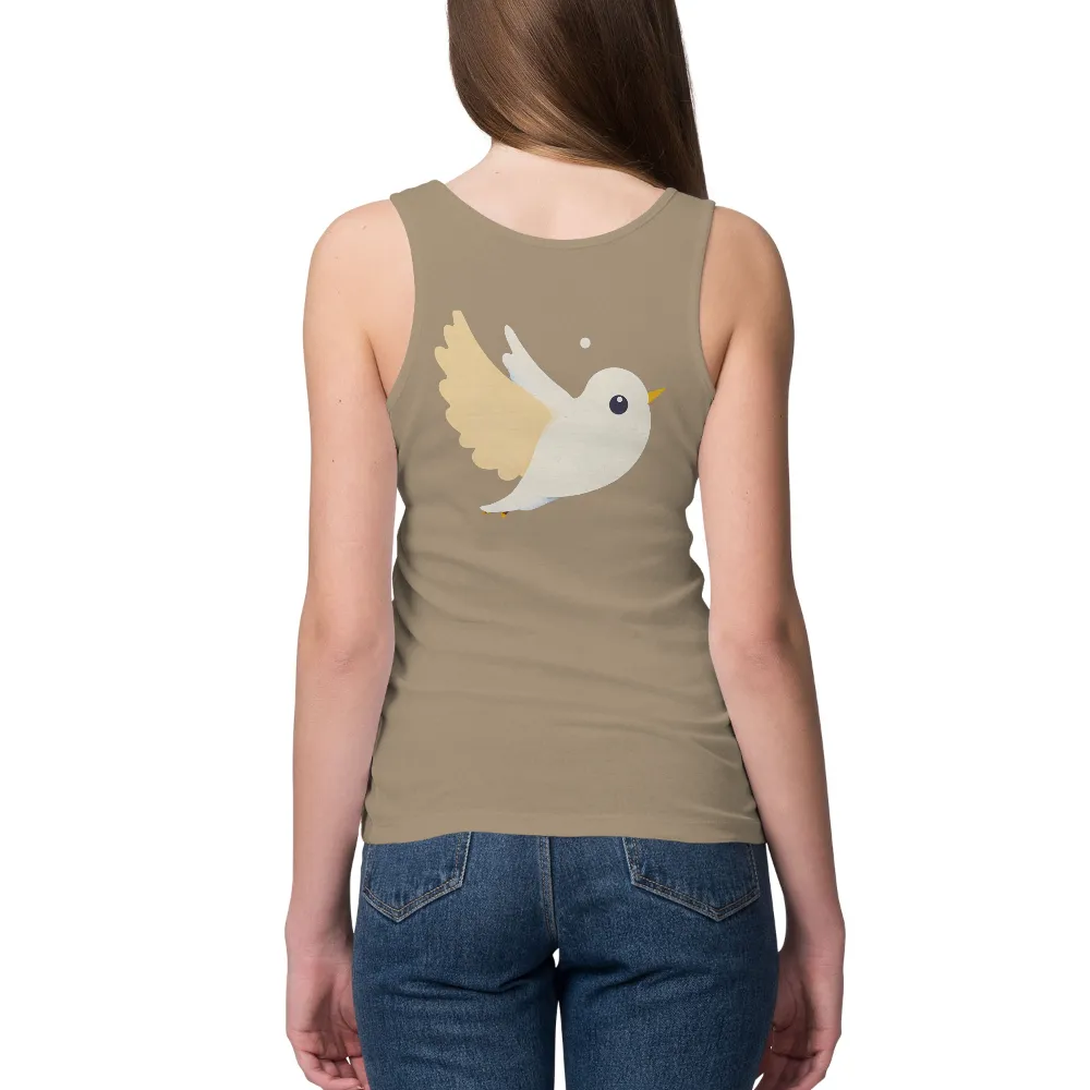 Tee Shirts Printed: White Bird Soaring in the Night Sky| Dark background with a small white circle