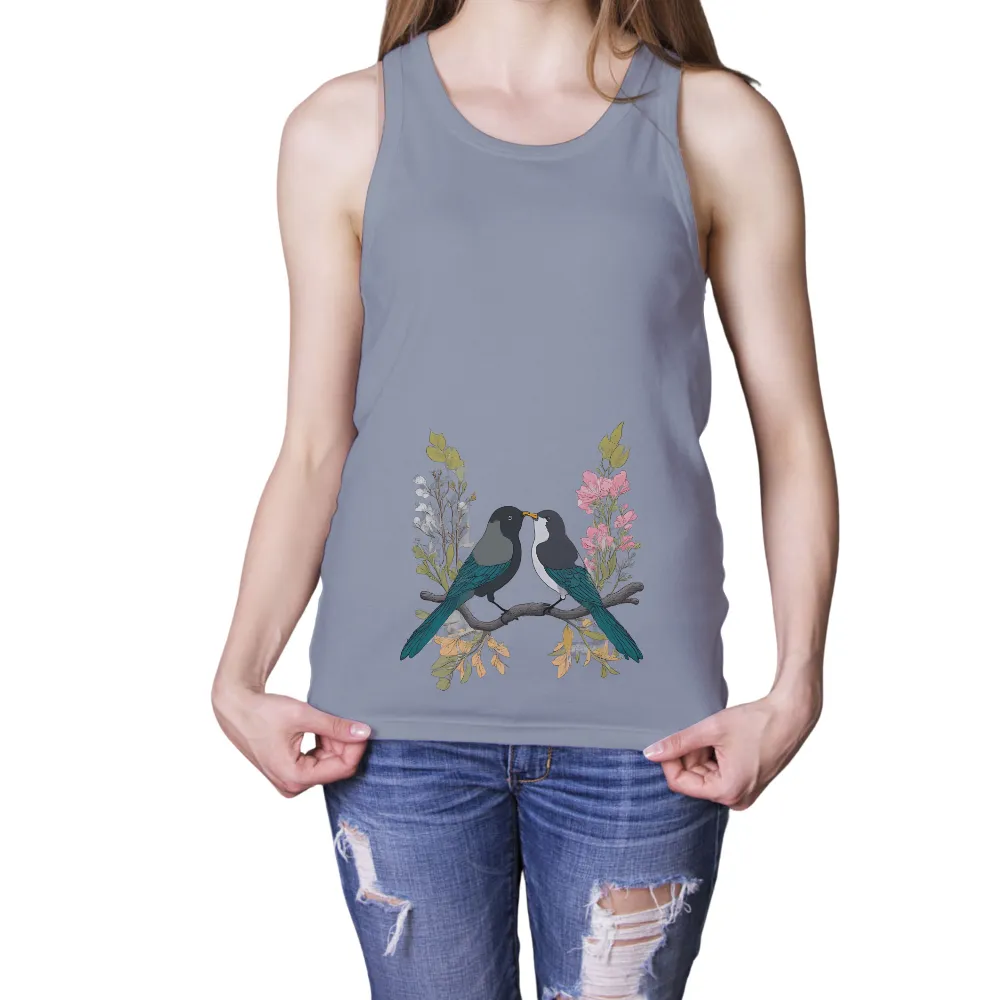 Custom Tee Shirts: Birds of Love | Unity and Peace| Birds touching beaks