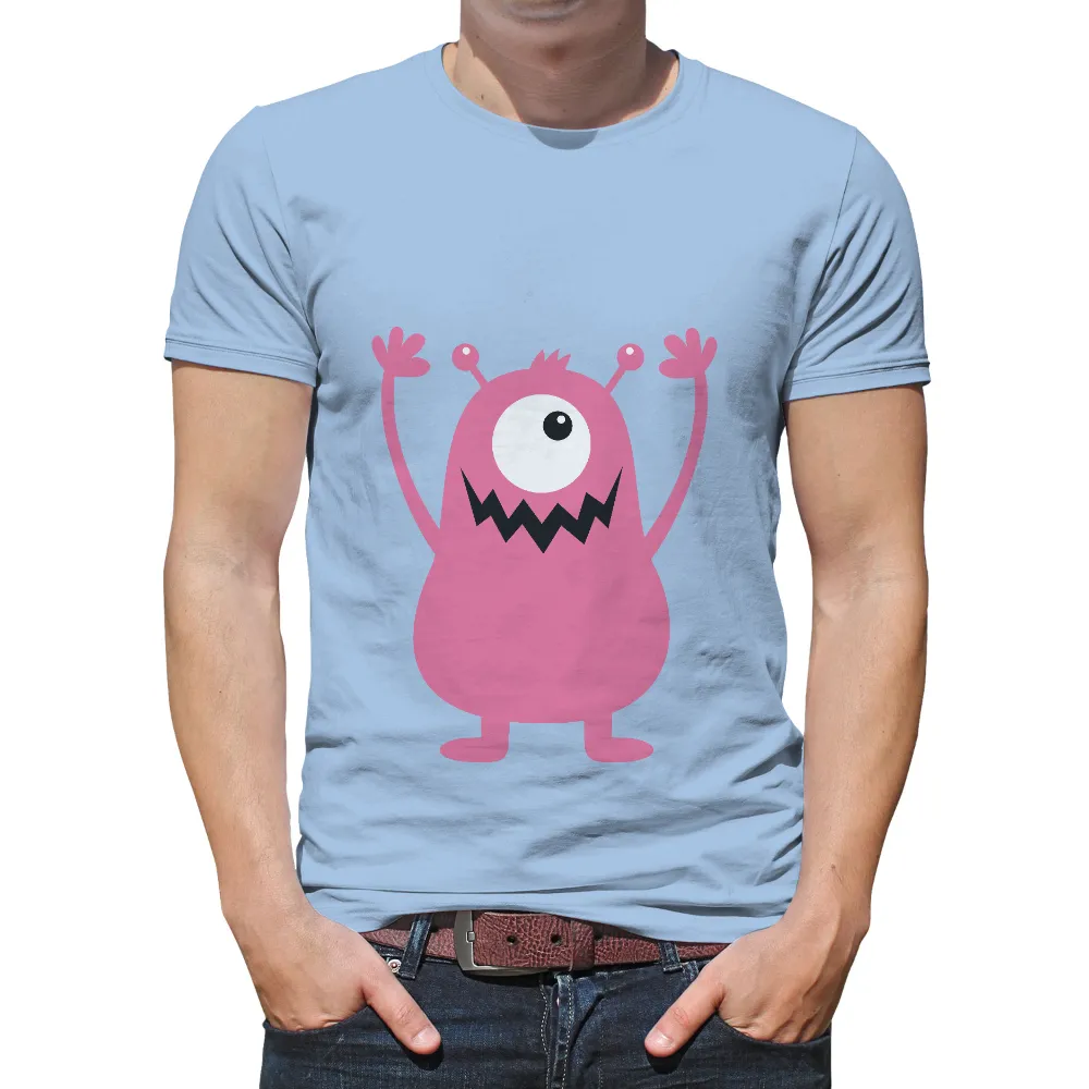 TShirt Design: Pink Monster Zippy - Whimsical Happiness|colorful graffiti