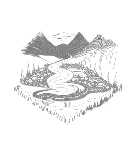 T-Shirts Pattern: Floating Island with Winding River - Artistic Designs