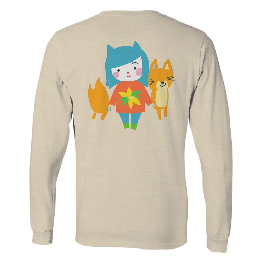 TShirt Design: Forest Guardian with Yellow Flower and Fox|sun protection clothes for adults