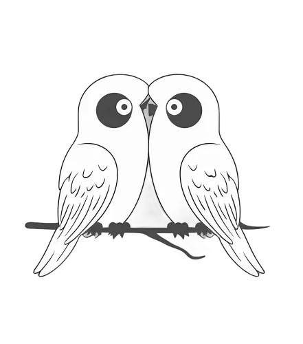 Minimalist Vintage Graphic with Adorable Owls Embracing Companionship