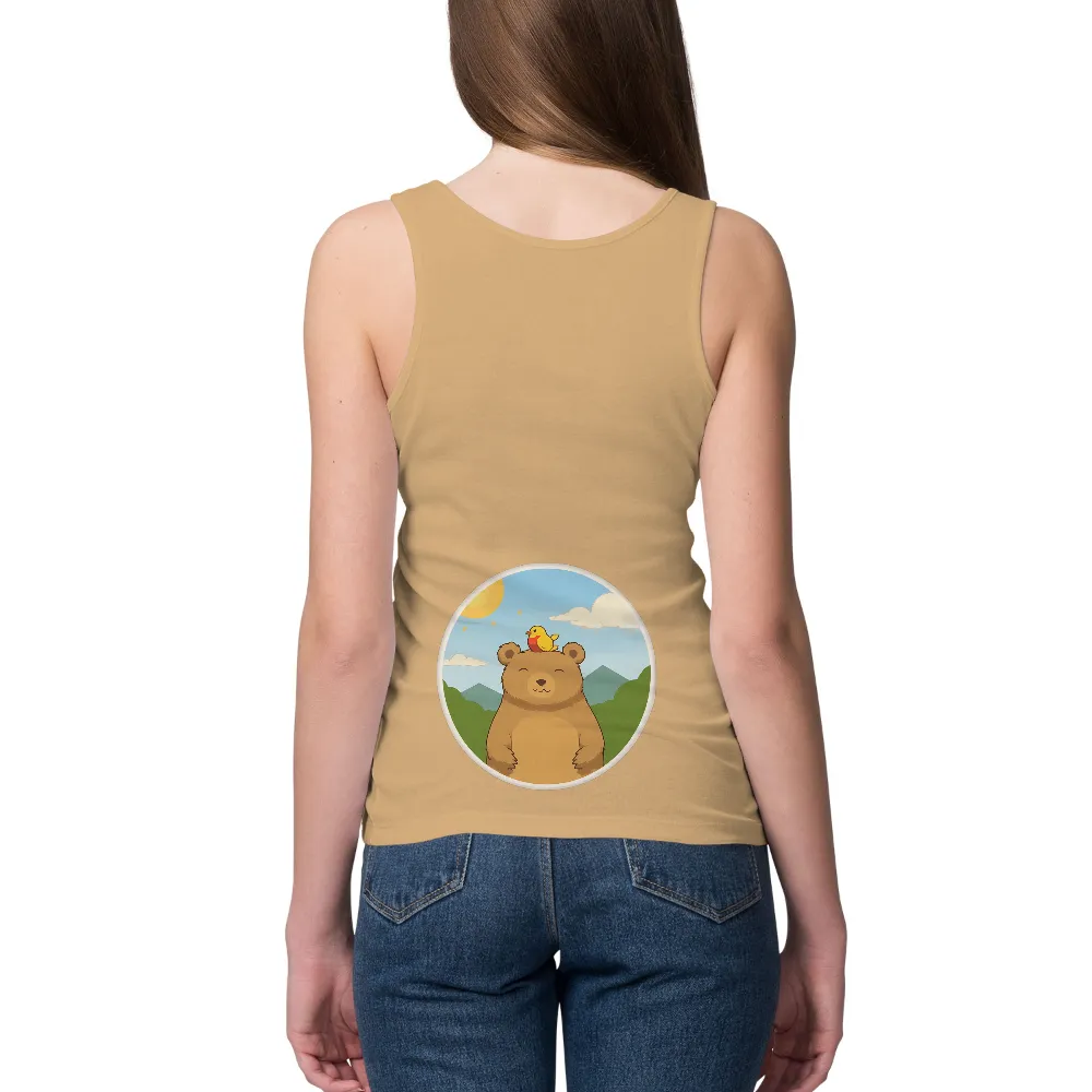 Custom T-Shirt Printing: Harmony in Nature - Bear and Bird Friends|endor forest summer camp shirt