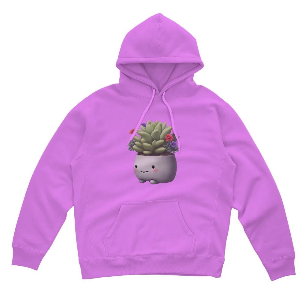 TShirt Design: Whimsical Pot Character with Succulent and Flowers|cute shirts for mothers day