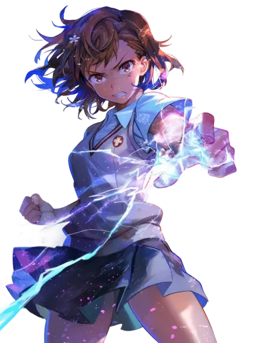 Mikoto Misaka with blue and purple aura - toaru kagaku no railgun t cap 1