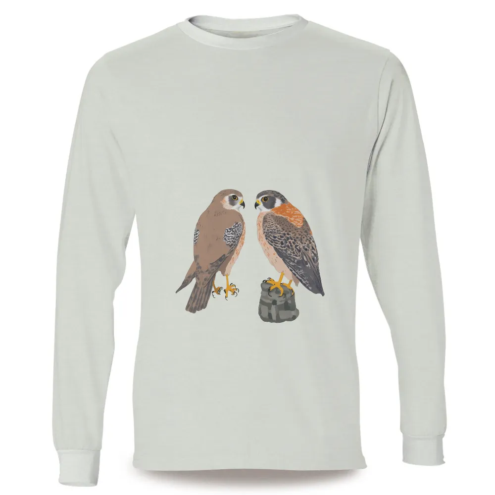 T-Shirts Design: Majestic Falcons - Artistic Wildlife Tribute|bird on the money all over print tee