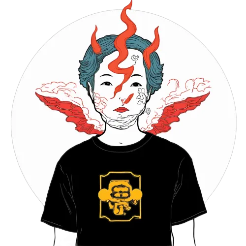 Tee Shirts Printed: Akira's Fiery Spirit | Anime Tees