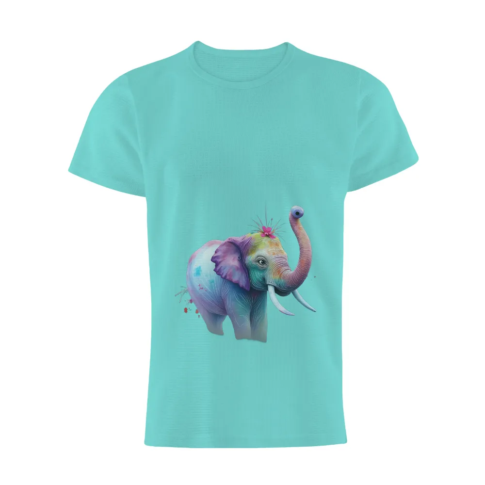 Custom Tee Shirts: Elara - The Colorful Elephant of Joy and Unity|human beings 100 organic colors may vary