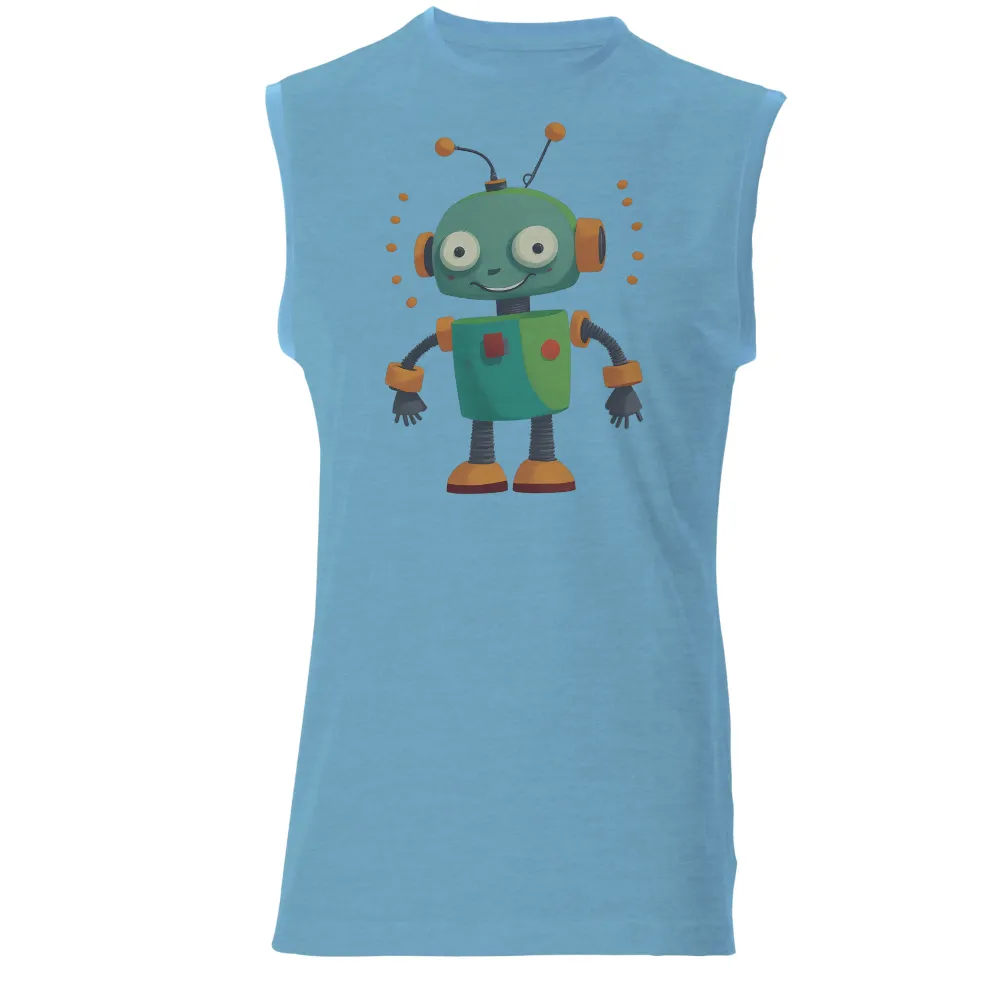 Graphic Tees: Zippy the Whimsical Robot - Retro Futuristic Art|one line art shirt