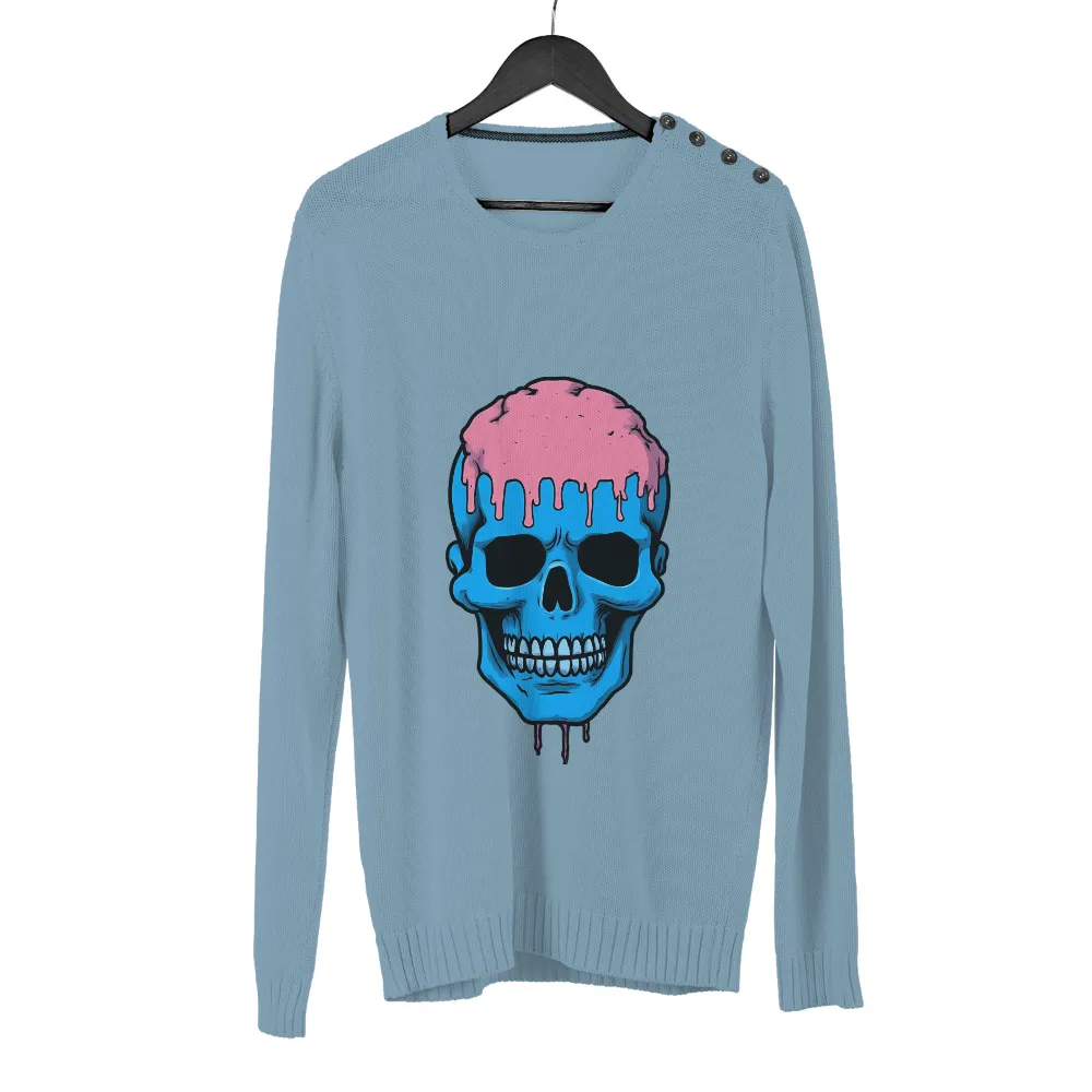 T-Shirts Custom: Melting Mind | Surreal Skull Design| contrasting colors