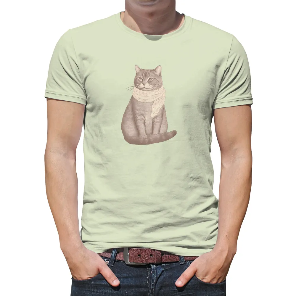 Custom T-Shirt Printing: Whiskers the Stylish Cat with Vintage Scarf|doja cat nasa