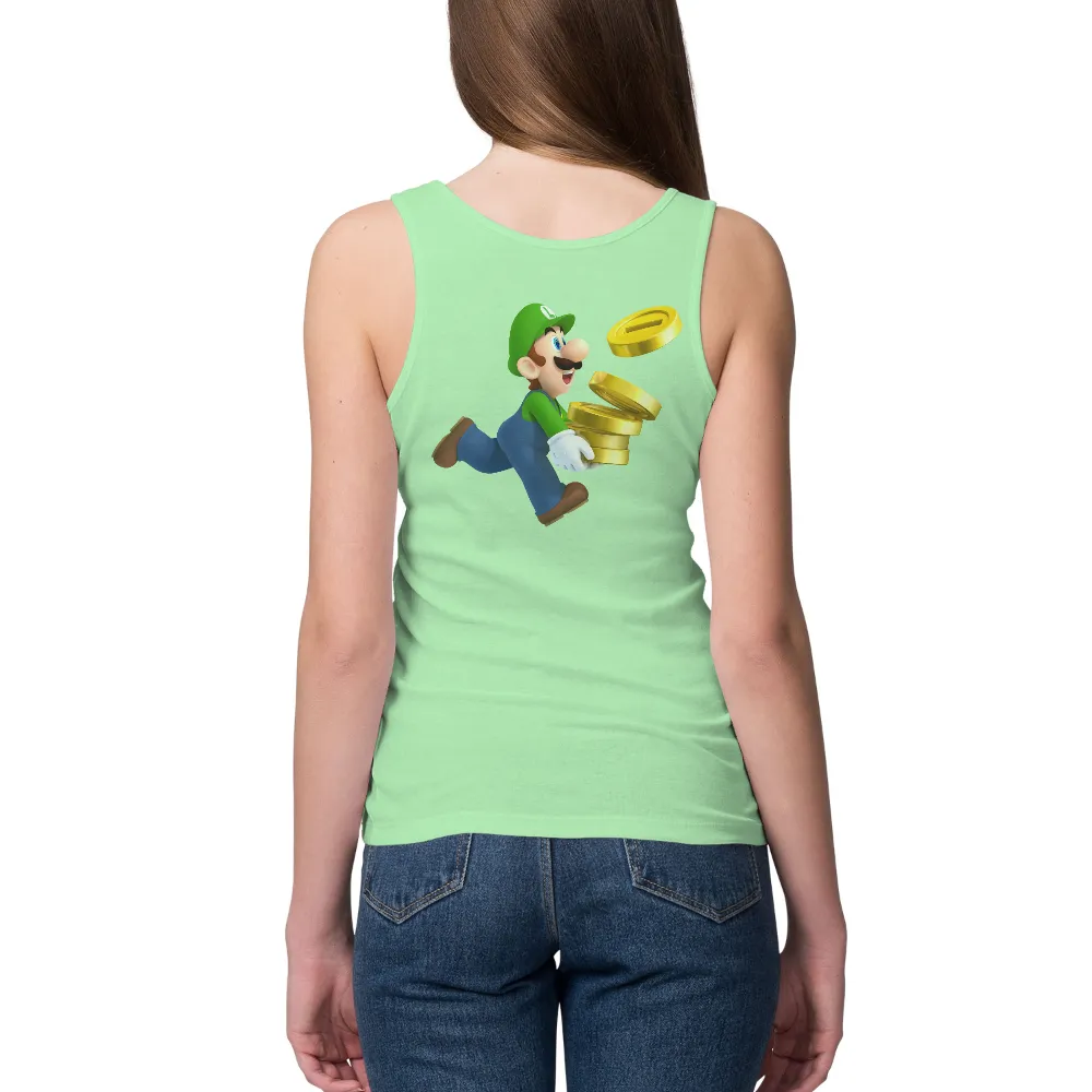 TShirt Design: Luigi's Adventure with Golden Coins|mario scarface t shirt