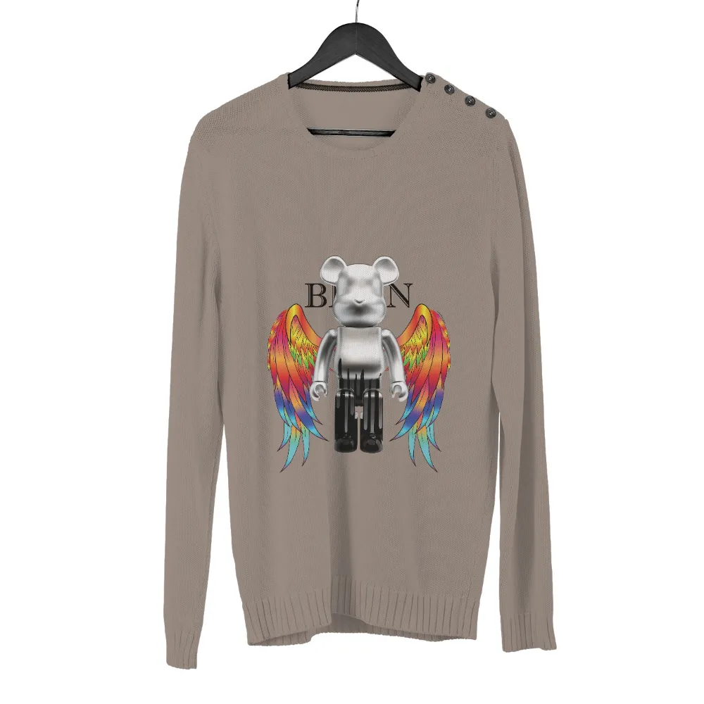 T-Shirts Design: Silver Bear with Rainbow Wings - A Symbol of Hope and Freedom|enes freedom t shirt