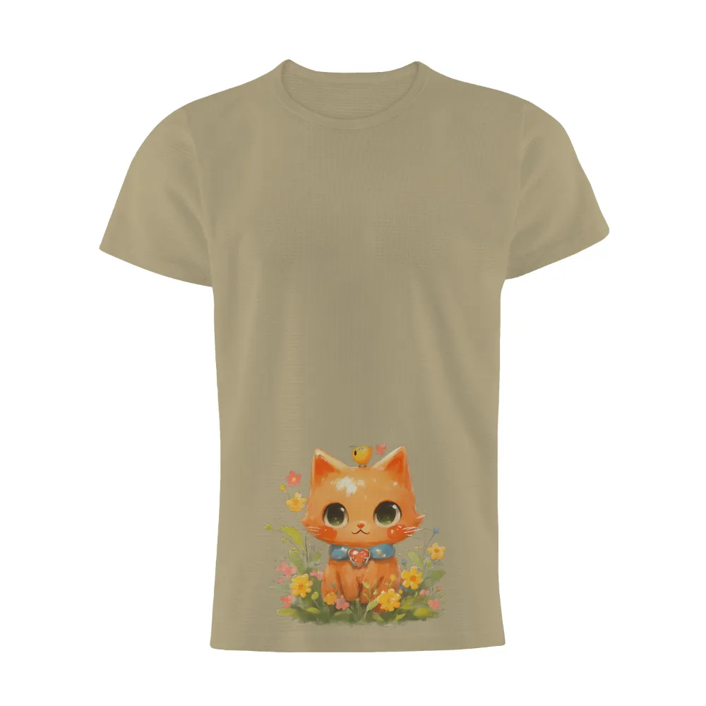 Whimsical Orange Cat in a Flower Garden Art Design|happy first mothers day t shirt