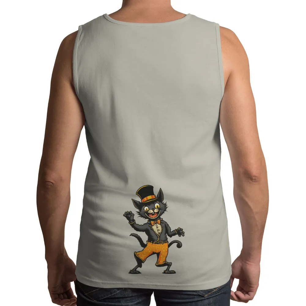 T-Shirt Printing: Vintage Black Cat in Top Hat and Bow Tie| Whimsical black cat