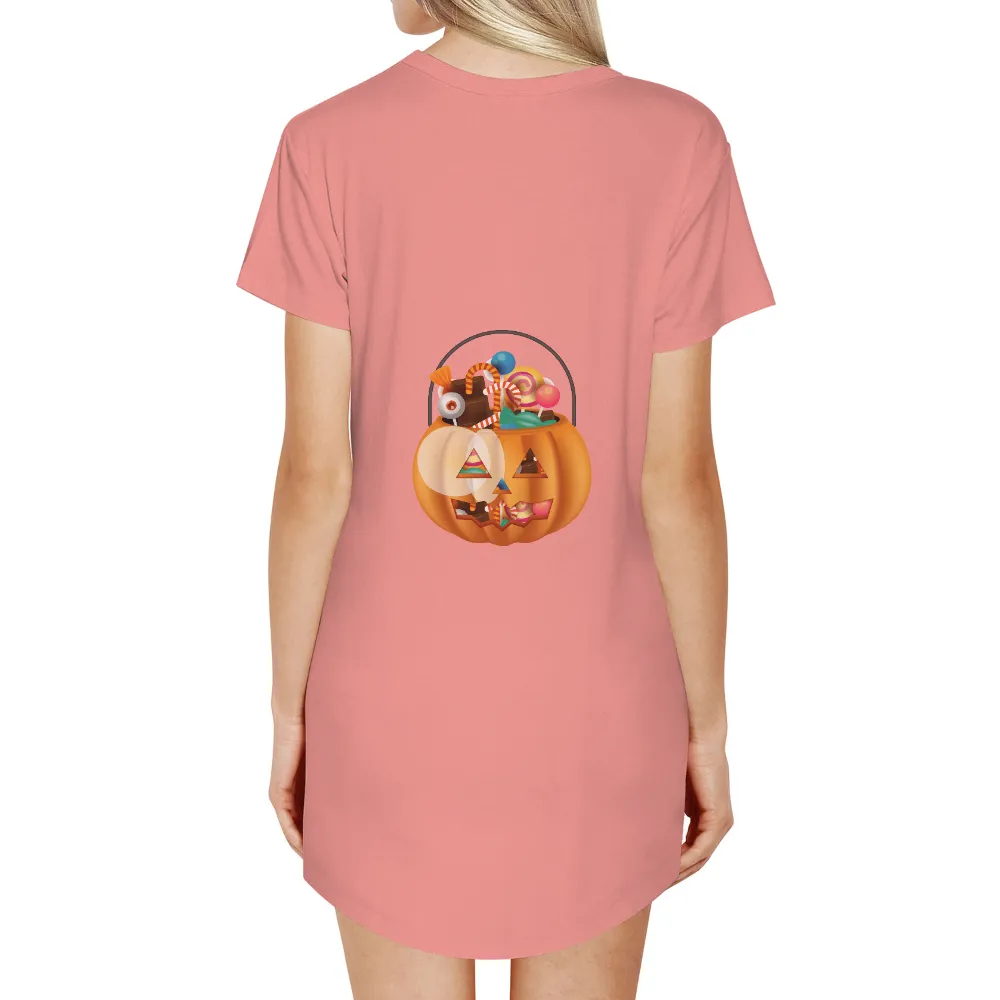 T-Shirt Printing: Halloween Pumpkin Basket Filled with Candies|neon festival t shirt