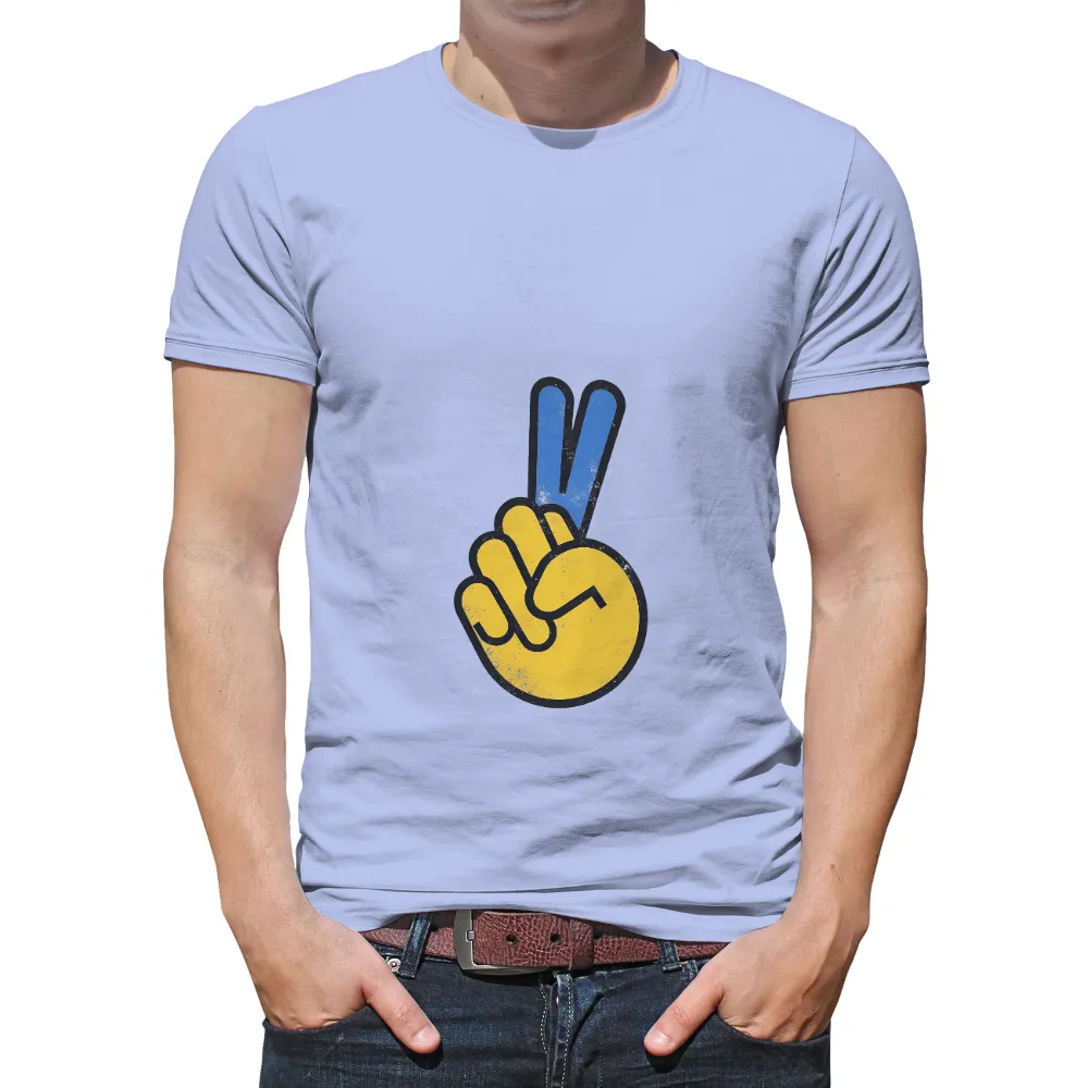 Tee Shirts Printed: Peace Sign Harmony in Yellow and Blue|roblox t shirt aesthetic blue