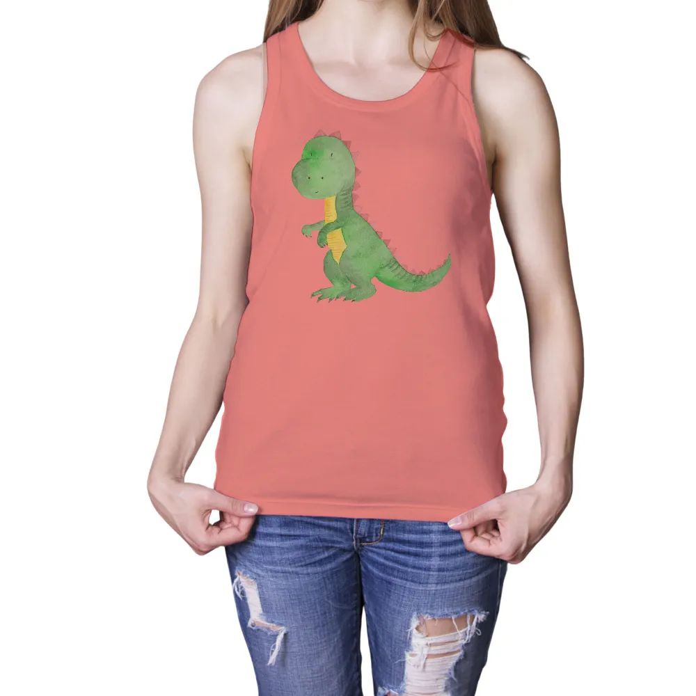 TShirt Printing: Whimsical Dino with Yellow Scarf|father's day dinosaur shirt