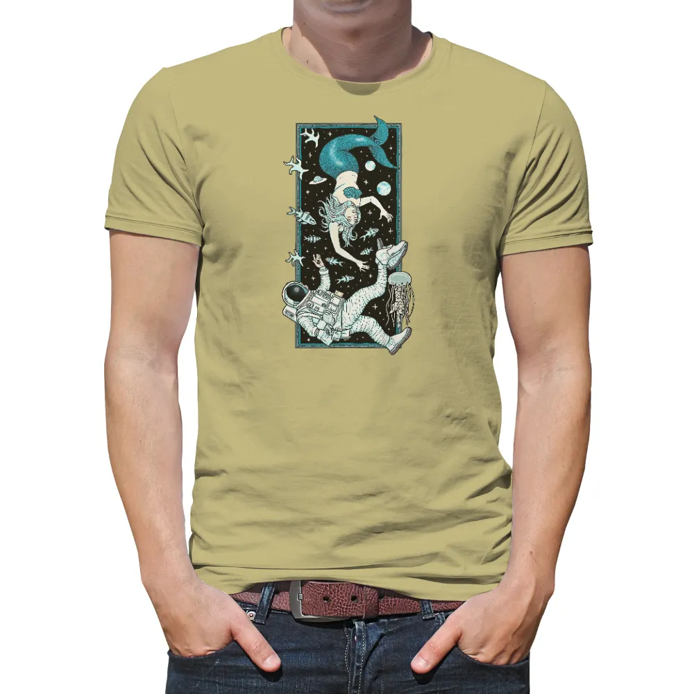 T-Shirts Pattern: Mermaid Meets Astronaut in Cosmic Fantasy|Mermaid with long