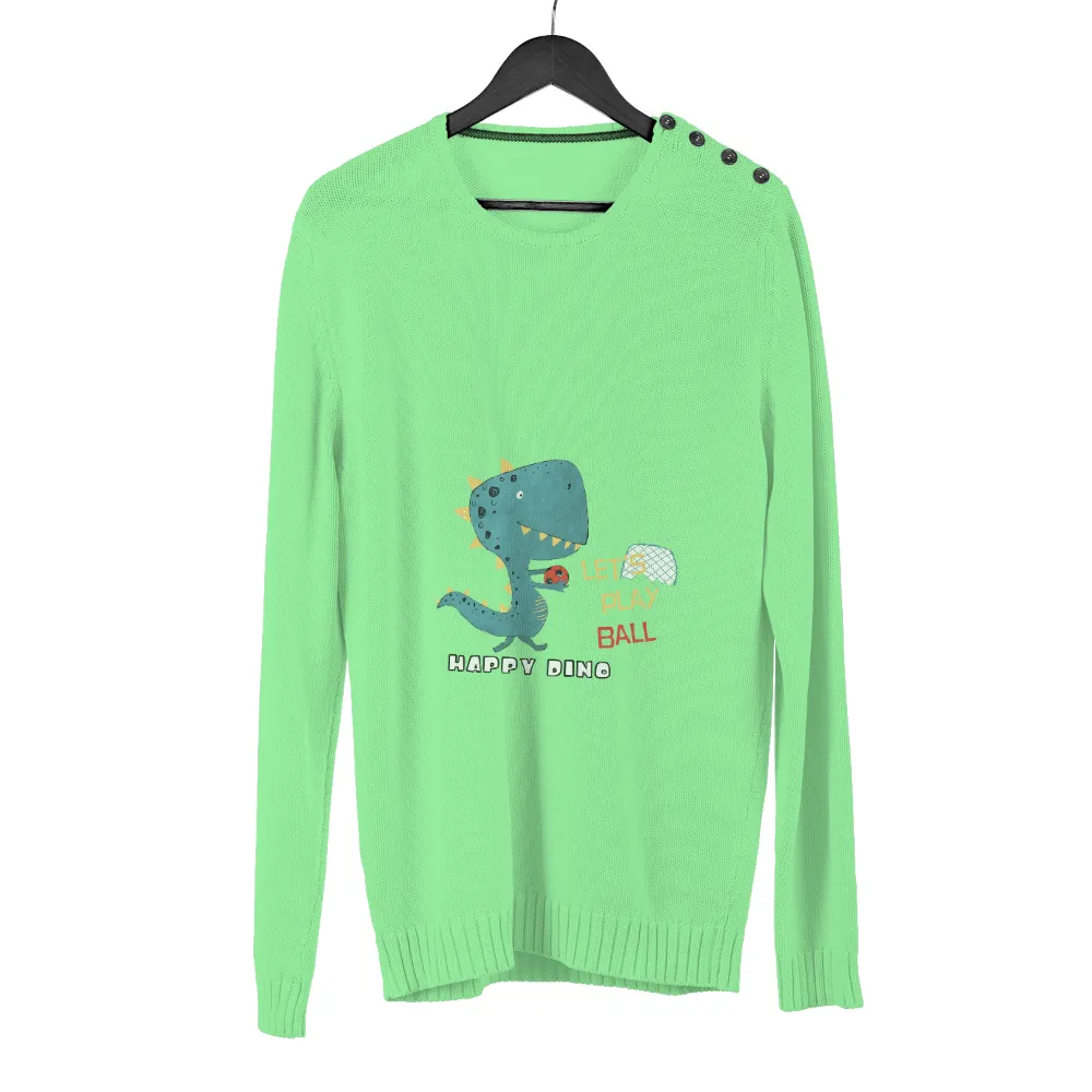 Tee Shirts Printed: Happy Dino Loves Soccer|cute easter tops