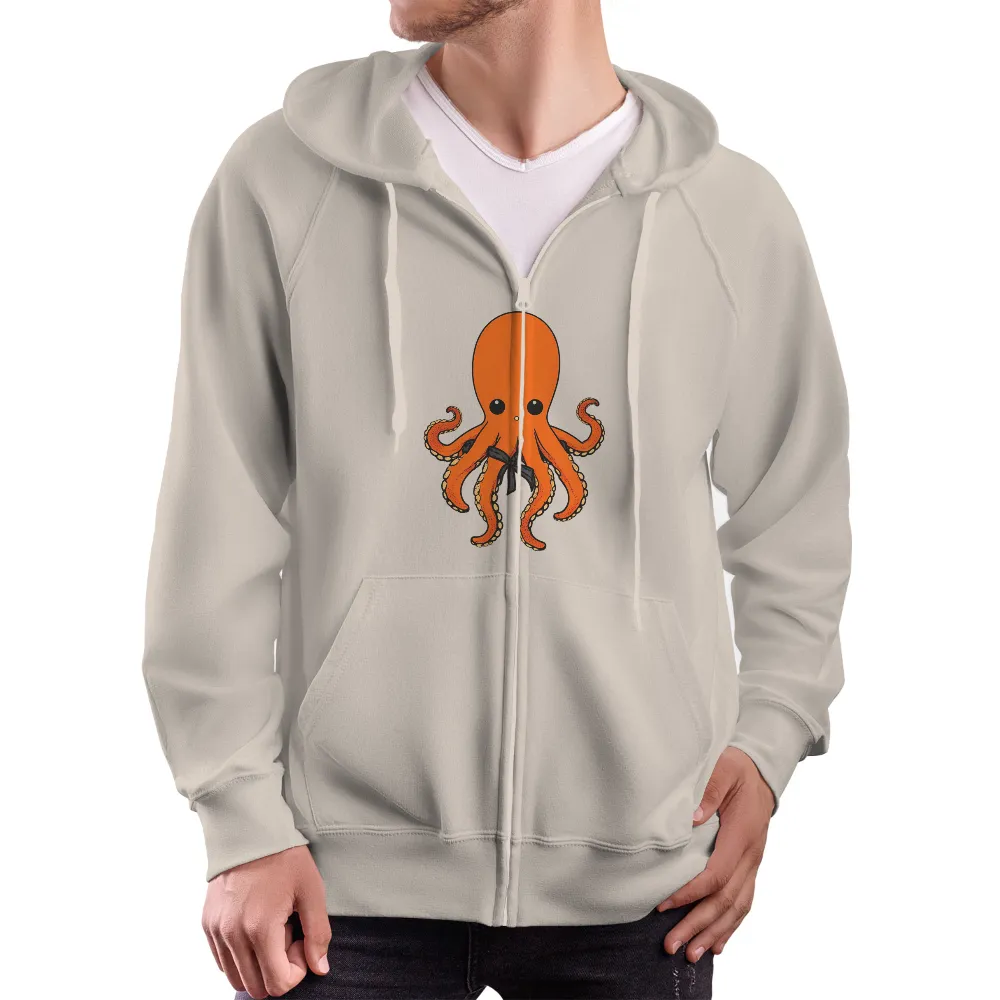 Tee Shirts Printed: Whimsical Orange Octopus with Bow Tie|black full t shirt mens