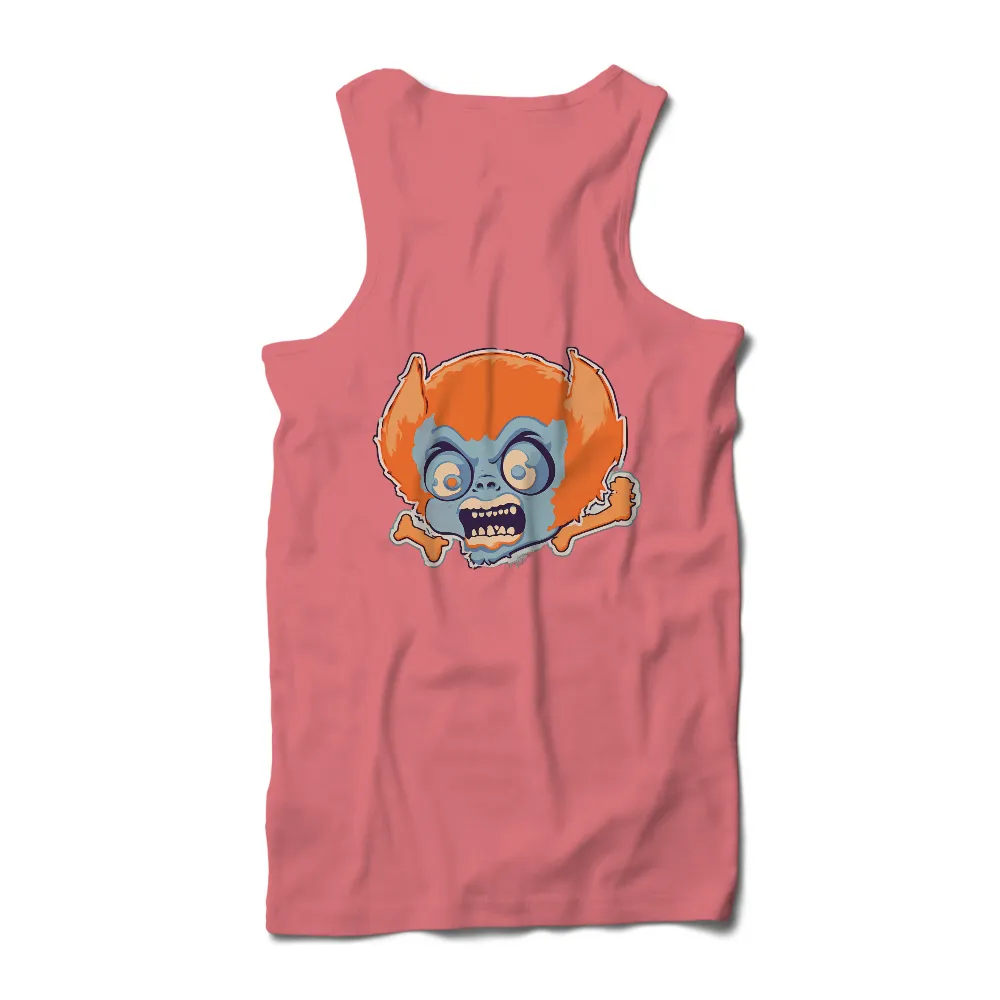 Custom T-Shirt Printing: Quirky Blue Creature with Orange Hair - Mischievous Adventure| Dynamic pose