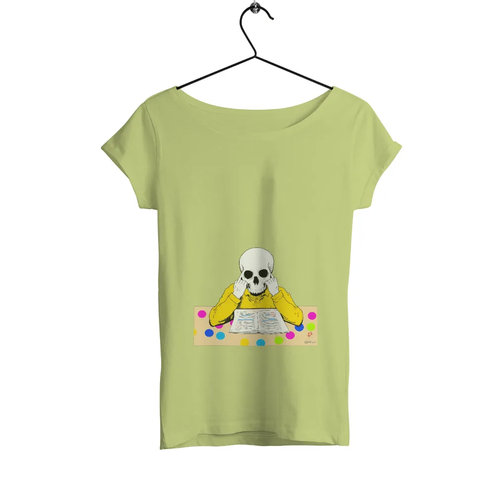 T-Shirts Custom: Skeleton Study - Whimsical Wisdom|neon yellow dri fit shirt long sleeve