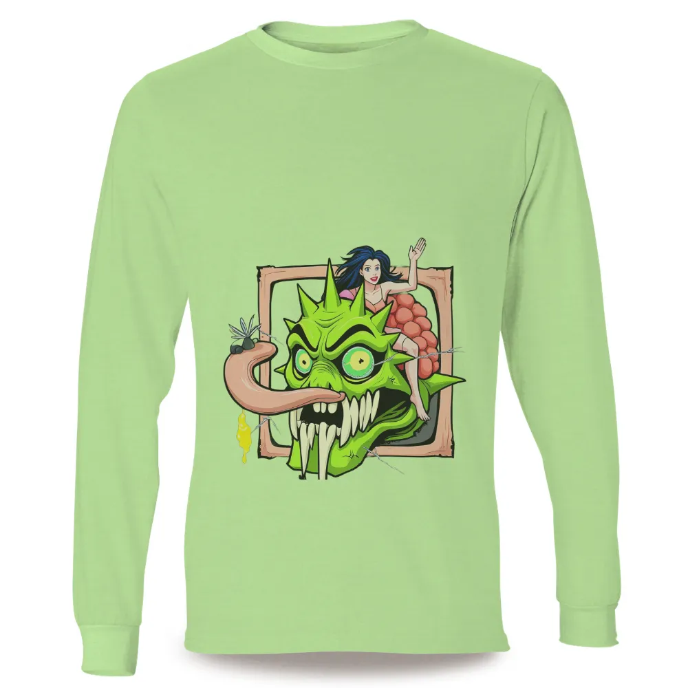 T-Shirts Design: Monster & Serene Woman - Pop Culture Tees| long blue hair