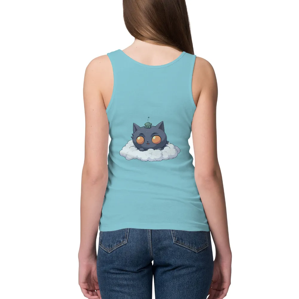 Charming Gray Cat on Cloud with Whimsical Design|cute fourth of july shirts for women