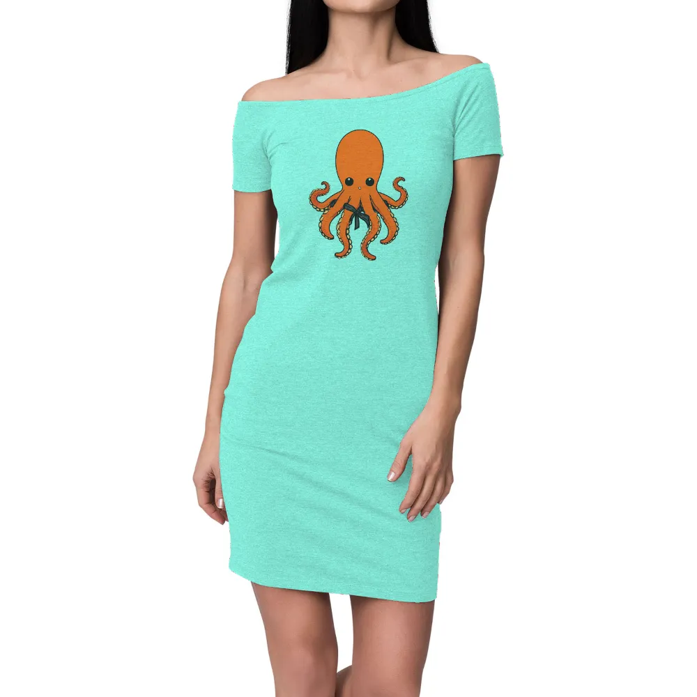 Tee Shirts Printed: Whimsical Orange Octopus with Bow Tie|mufti black t shirt