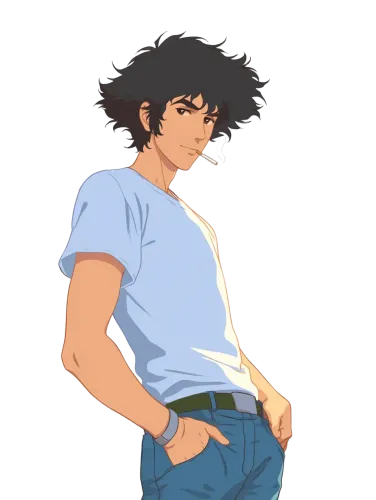 Spike Spiegel in Blue T-Shirt and Jeans - cowboy bebop jeans