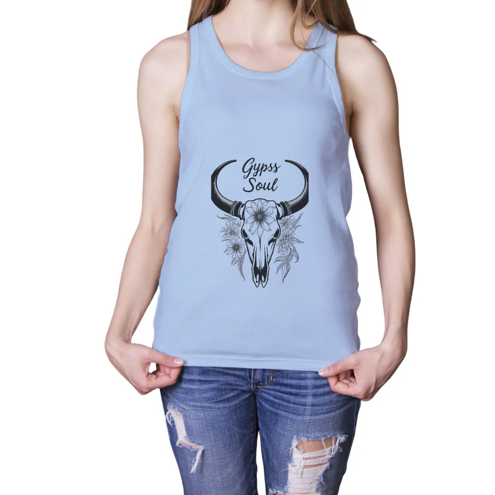 Gypsy Soul Tee Shirts Printed: Bull Skull and Flowers|i may not know my flowers shirt