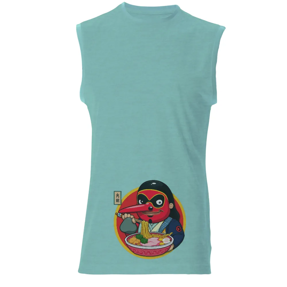 T-Shirts Pattern: Red Mask Hero Enjoying Ramen|Red-masked hero with long nose