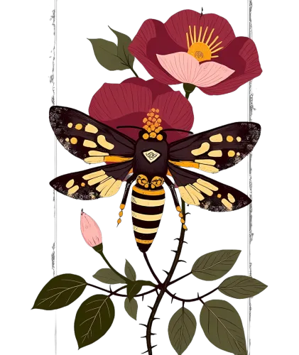 Moth & Flower Tee | Nature-Inspired Artistic Design