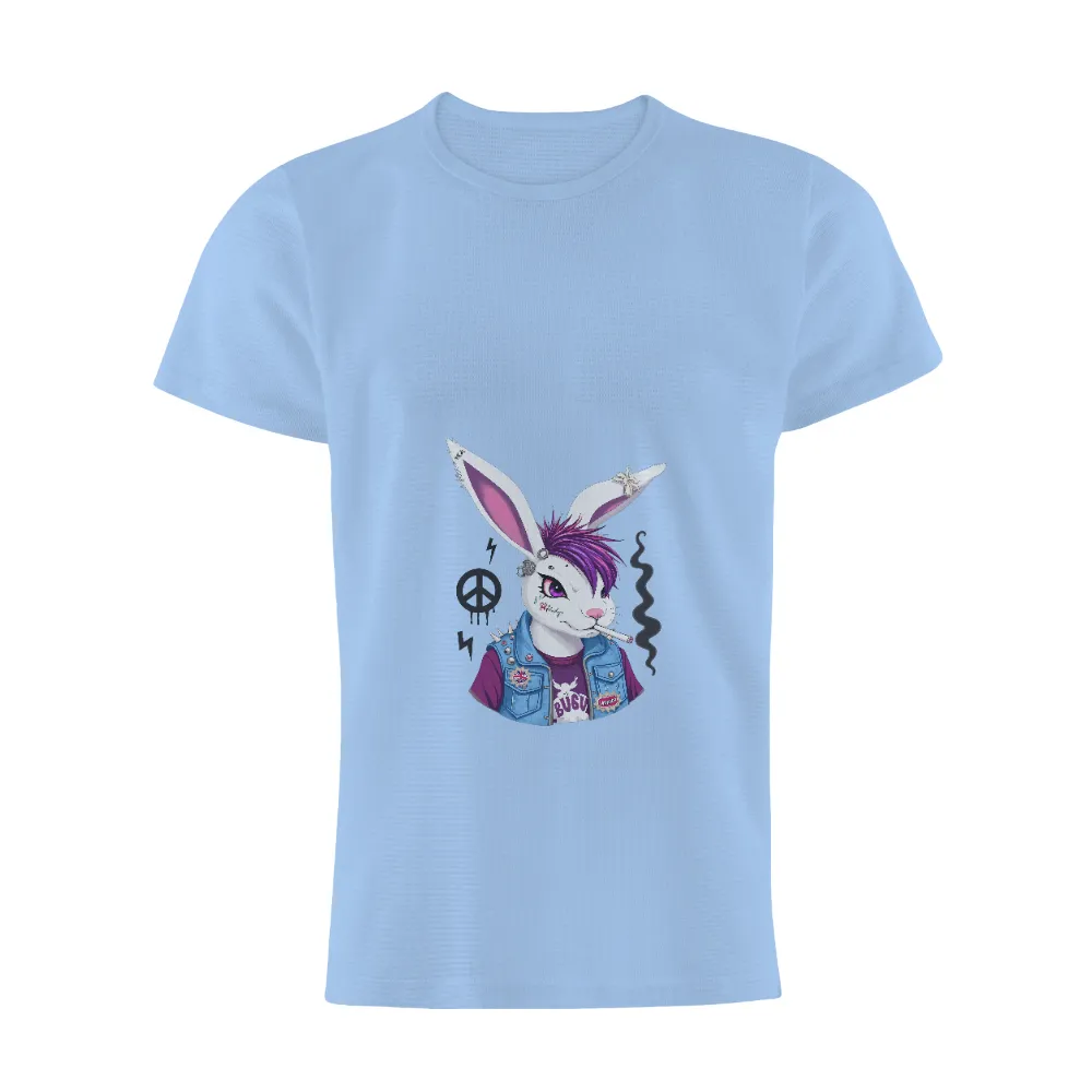 T-Shirt Printing: Punk Rock Rabbit - Artistic Design| studded earrings