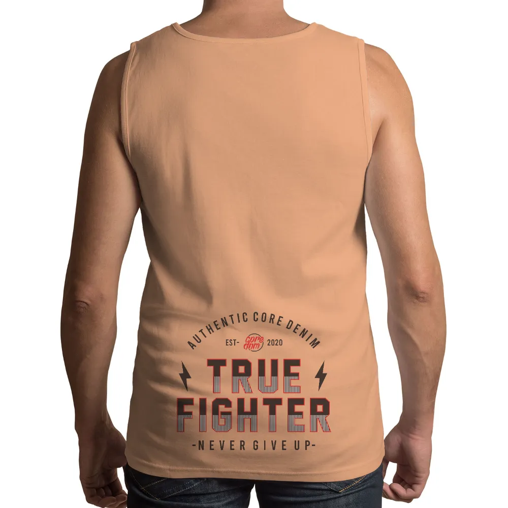 True Fighter TShirt Printing - Never Give Up|gasparilla lightning shirt