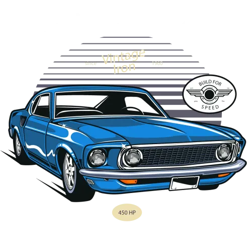 Tee Shirt Printing: Muscle Car Vintage Iron - Build for Speed