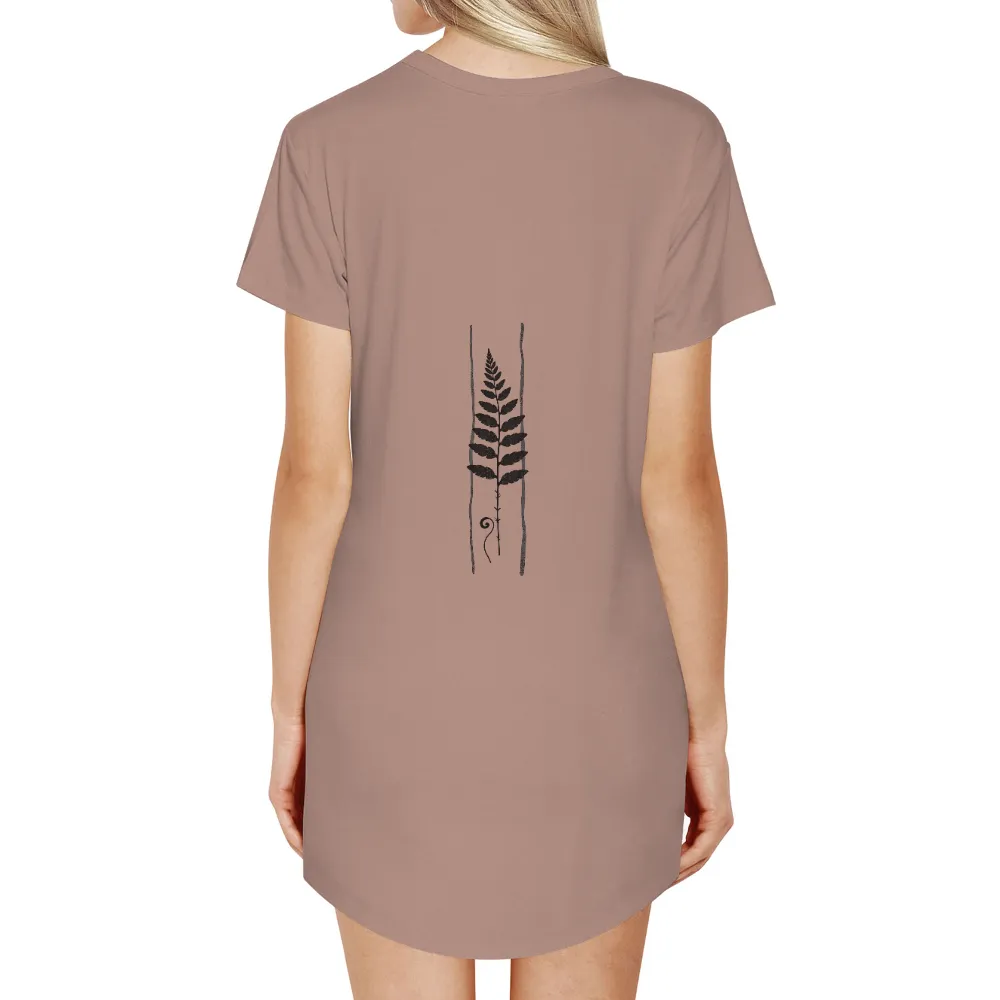 Customized Tee Shirts | Monochrome Fern Leaf Design| elegant fern leaf pattern