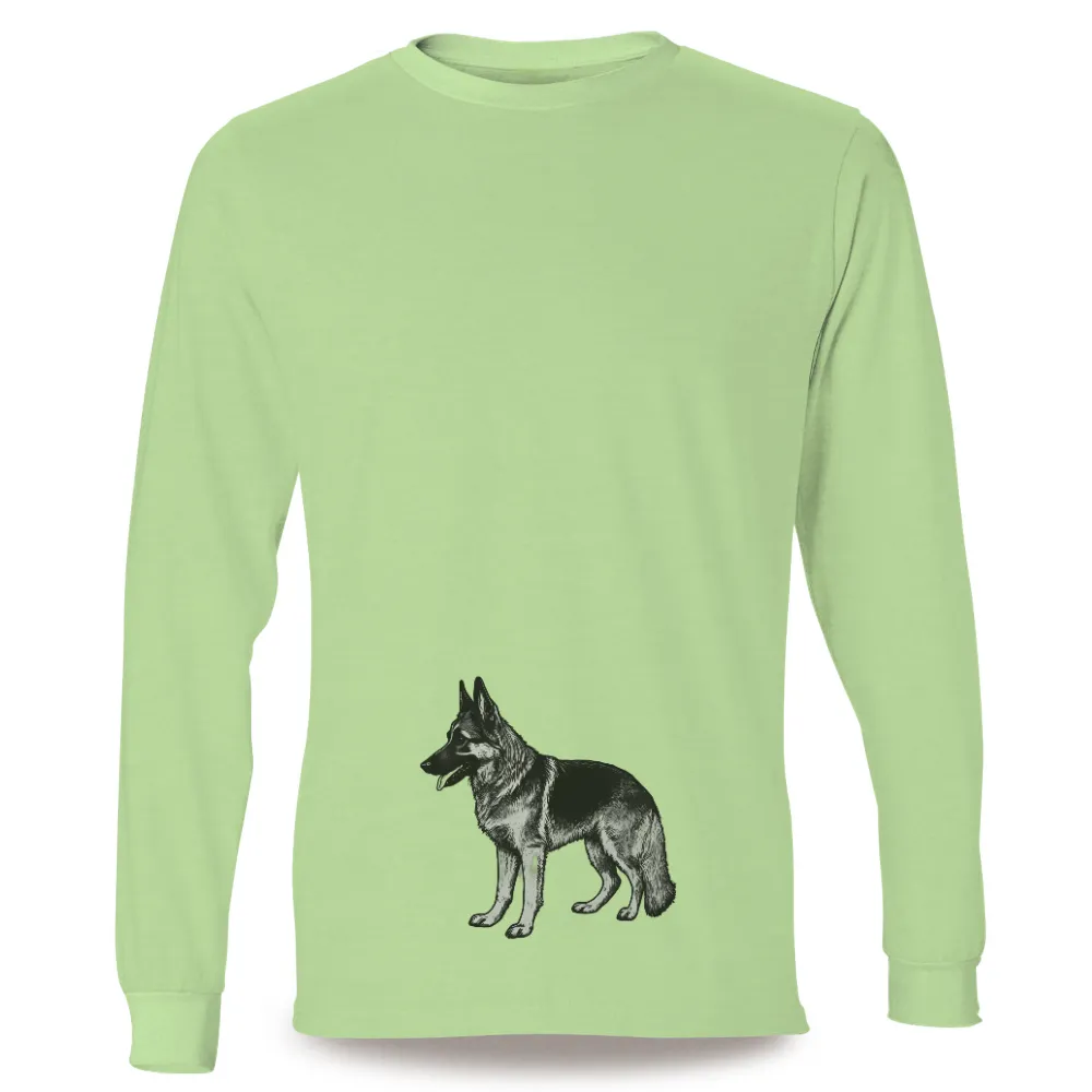 Tee Shirt Printing: Monochrome German Shepherd - Loyalty and Protection|mens rash guard uv protection