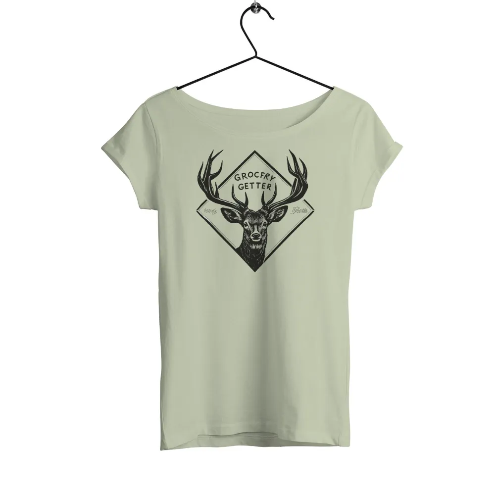 Tee Shirts Printed: Grocery Getter Deer Emblem|miller lite moon vintage wash tee