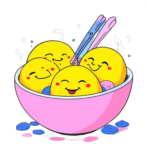 Custom Tee Shirts: Joyful Dumplings in a Pink Bowl