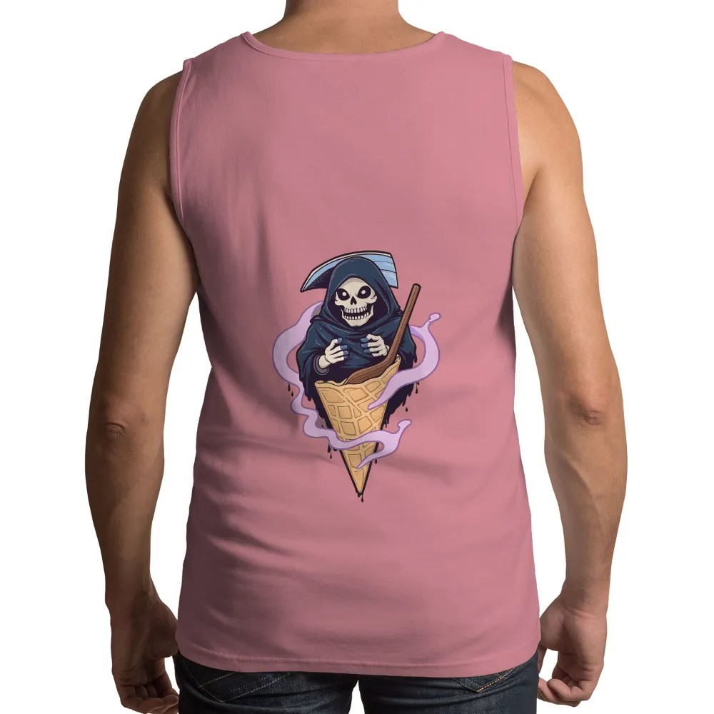 Customized Tee Shirts: Grim Reaper Ice Cream - Quirky and Surreal Designs| Humorous reaper design